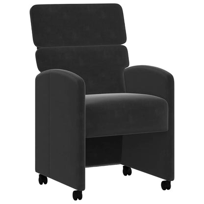 Sedie da Pranzo con Ruote 2 pcs Nero 58 x 65 x 98 cm Velluto