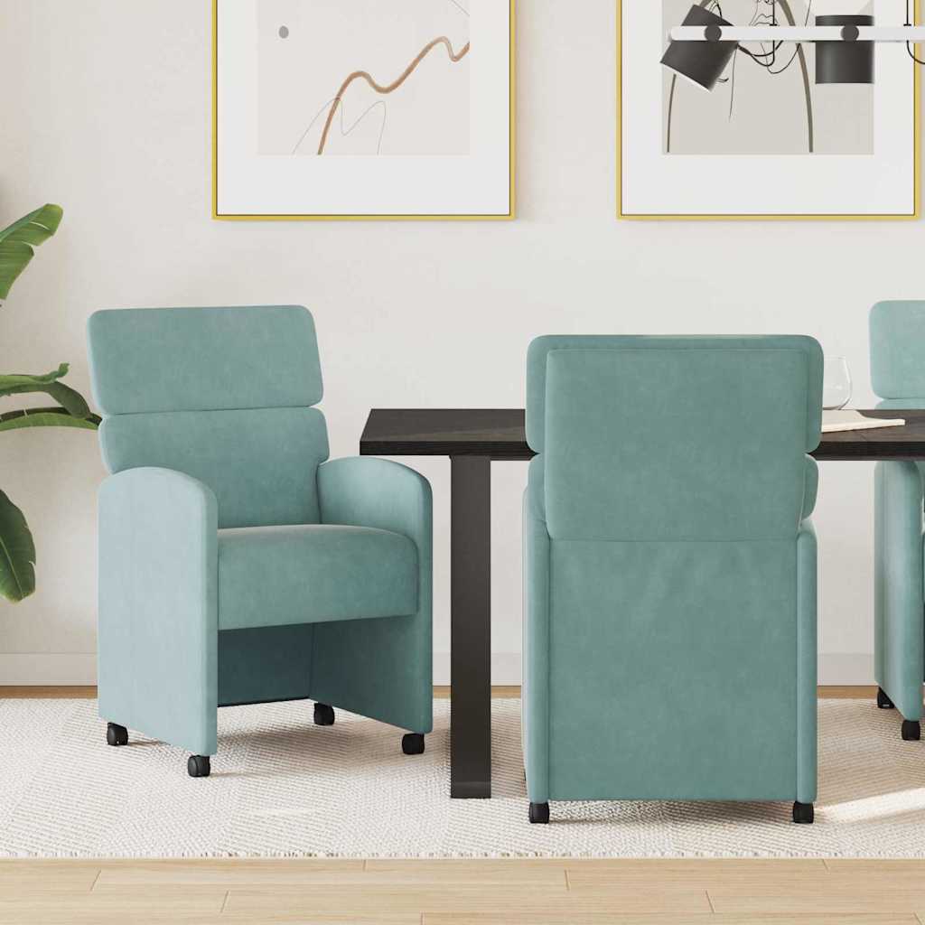 Sedie da Pranzo con Ruote 2 pcs verde mare 58 x 65 x 98 cm