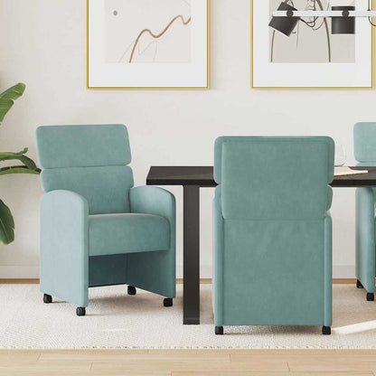 Sedie da Pranzo con Ruote 2 pcs verde mare 58 x 65 x 98 cm