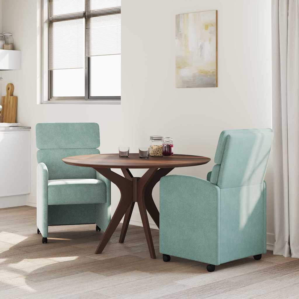 Sedie da Pranzo con Ruote 2 pcs verde mare 58 x 65 x 98 cm