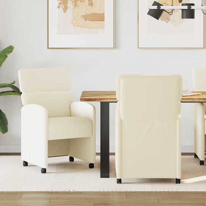Sedie da Pranzo con Ruote con ruote 2 pcs Crema 58 x 65 x 98 cm