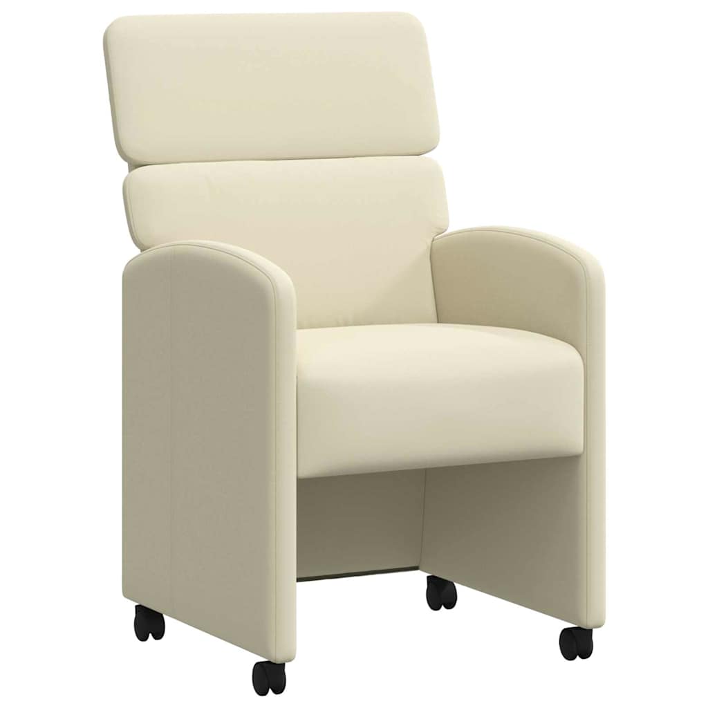 Sedie da Pranzo con Ruote con ruote 2 pcs Crema 58 x 65 x 98 cm