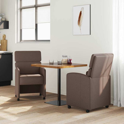 Sedie da Pranzo con Ruote 2 pcs Marrone 58 x 65 x 98 cm
