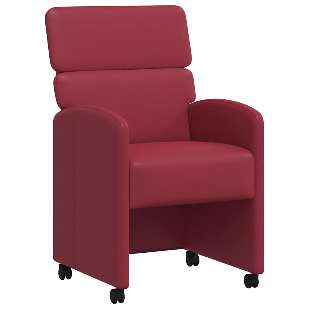 Sedie da Pranzo con Ruote 2 pcs Rosso vino 58 x 65 x 98 cm