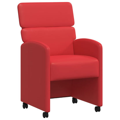 Sedie da Pranzo con Ruote con ruote 2 pcs Rosso 58 x 65 x 98 cm