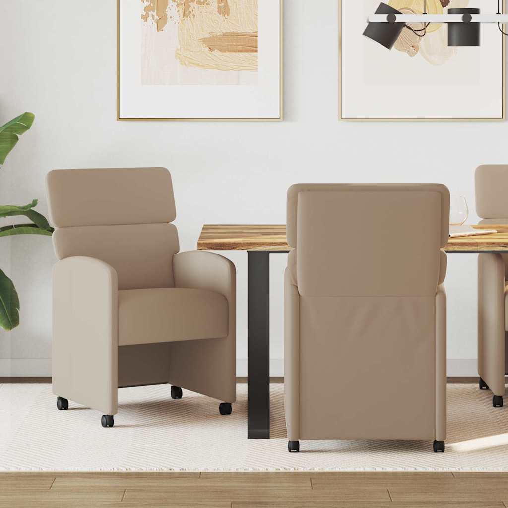 Sedie da Pranzo con Ruote 2 pcs Cappuccino 58 x 65 x 98 cm