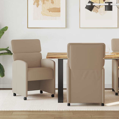 Sedie da Pranzo con Ruote 2 pcs Cappuccino 58 x 65 x 98 cm
