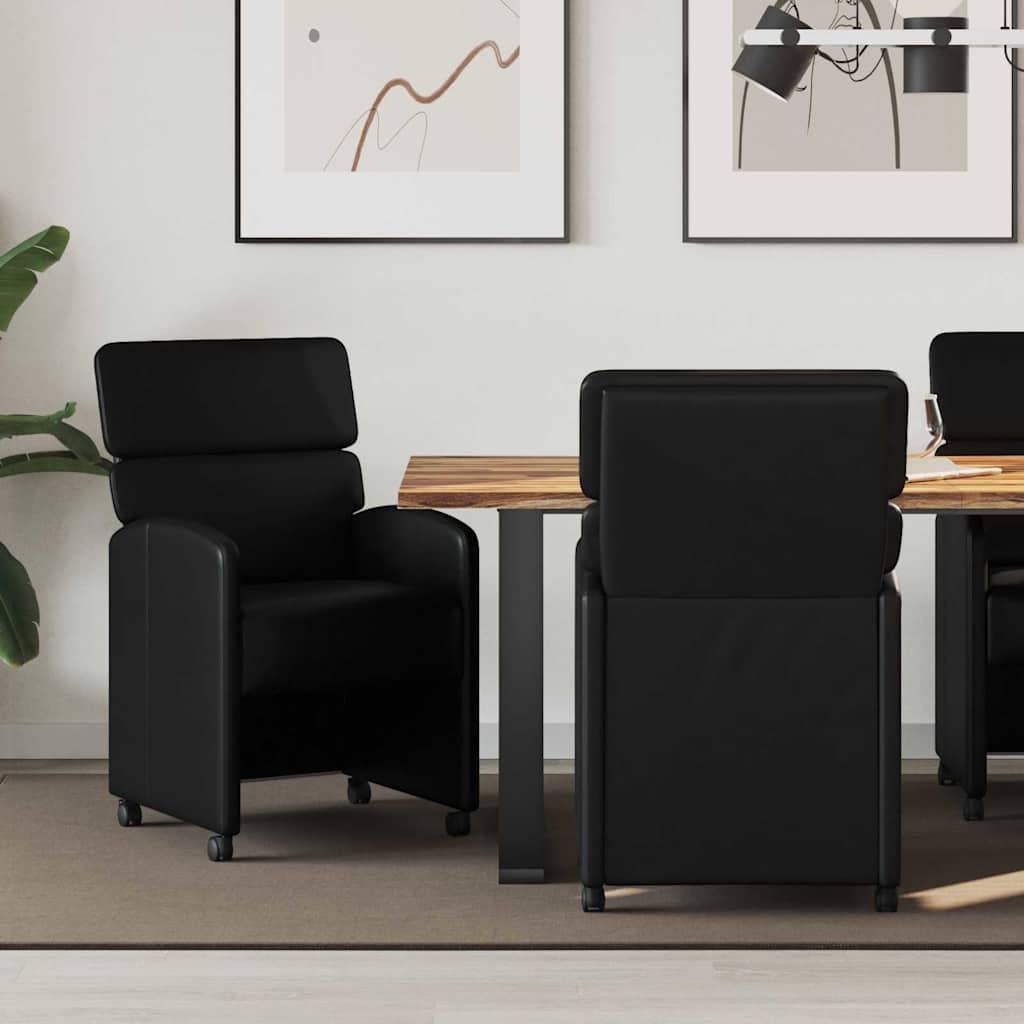 Sedie da Pranzo con Ruote con ruote 2 pcs Nero 58 x 65 x 98 cm