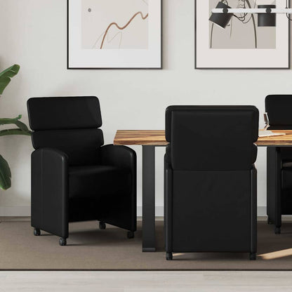 Sedie da Pranzo con Ruote con ruote 2 pcs Nero 58 x 65 x 98 cm