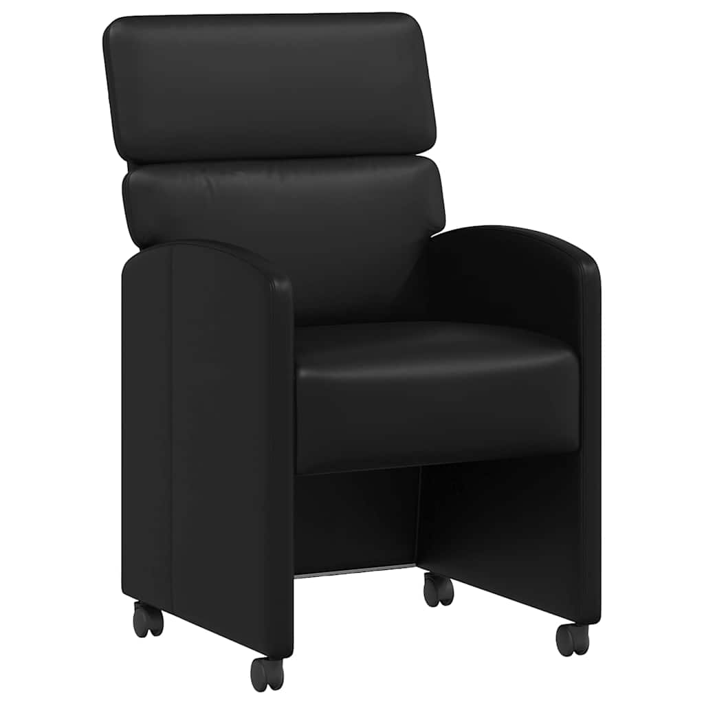 Sedie da Pranzo con Ruote con ruote 2 pcs Nero 58 x 65 x 98 cm