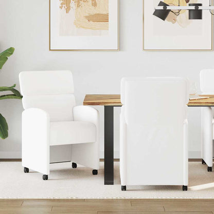 Sedie da Pranzo con Ruote 2 pcs Bianco 58 x 65 x 98 cm