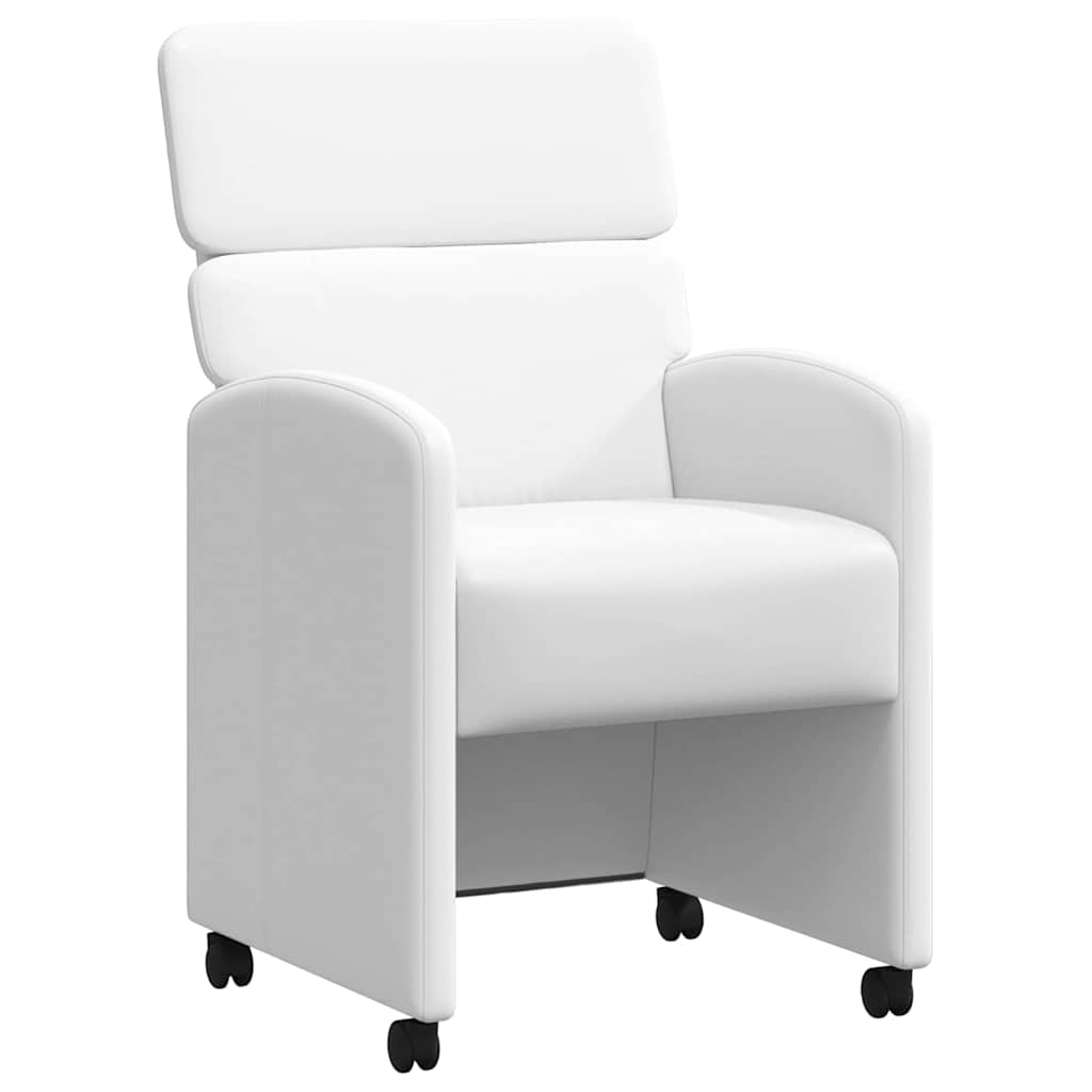Sedie da Pranzo con Ruote 2 pcs Bianco 58 x 65 x 98 cm