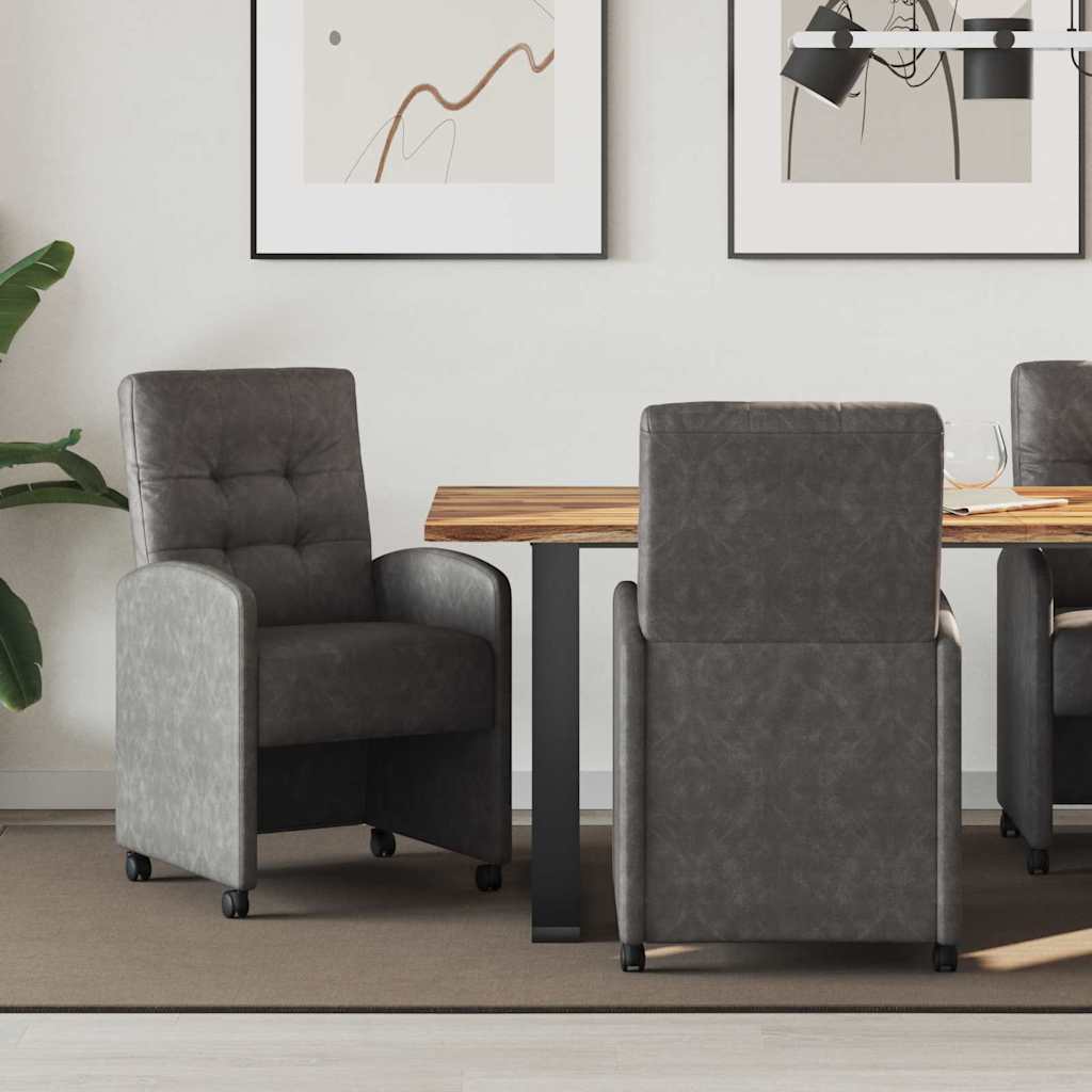 Sedie da Pranzo con Ruote con ruote 2 pcs Nero 58 x 67 x 97 cm
