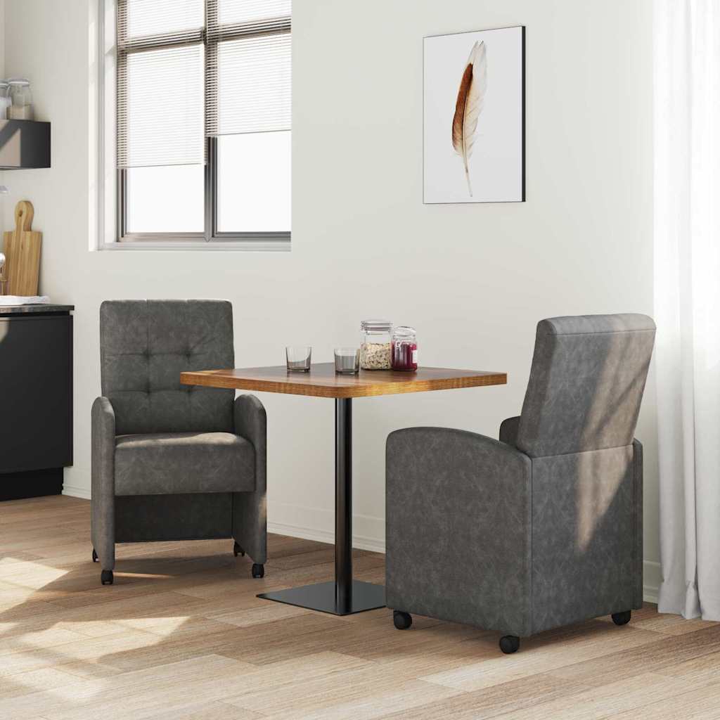Sedie da Pranzo con Ruote con ruote 2 pcs Nero 58 x 67 x 97 cm