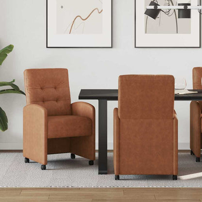 Sedie da Pranzo con Ruote 2 pcs Marrone 58 x 67 x 97 cm