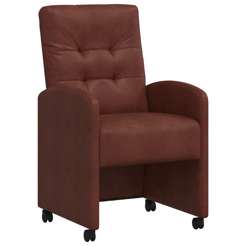 Sedie da Pranzo con Ruote 2 pcs Marrone lucido 58 x 67 x 97 cm