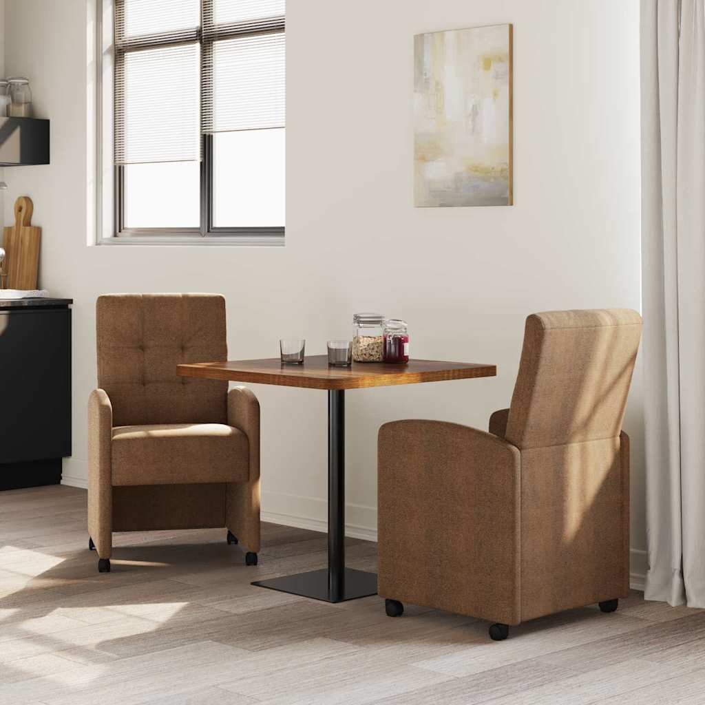 Sedie da Pranzo con Ruote 2 pcs Marrone 58 x 67 x 97 cm