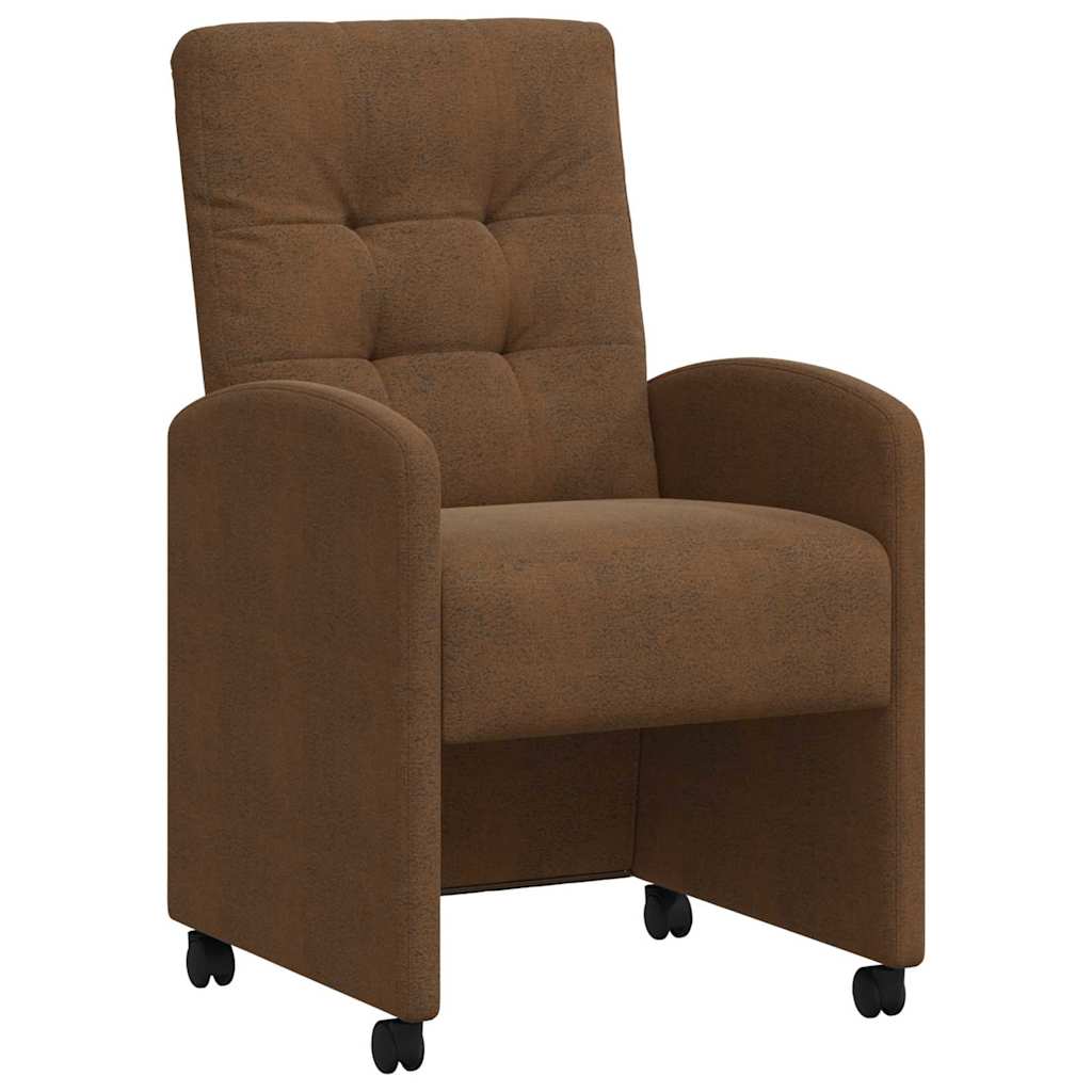Sedie da Pranzo con Ruote 2 pcs Marrone 58 x 67 x 97 cm