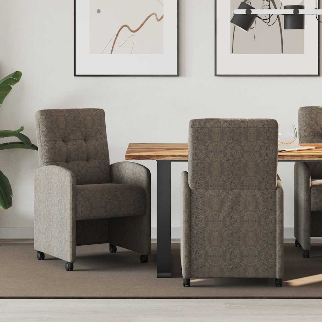 Sedie da Pranzo con Ruote 2 pcs Grigio scuro 58 x 67 x 97 cm