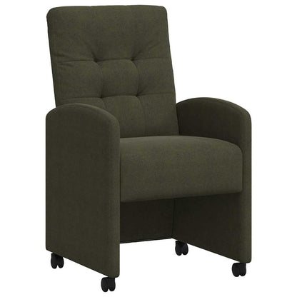 Sedie da Pranzo con Ruote 2 pcs Verde militare 58 x 67 x 97 cm