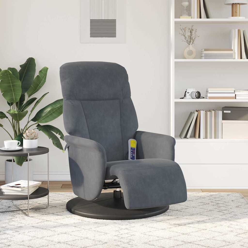 Poltrona Massaggiante Grigio scuro 91 x 71 x 105 cm Velluto