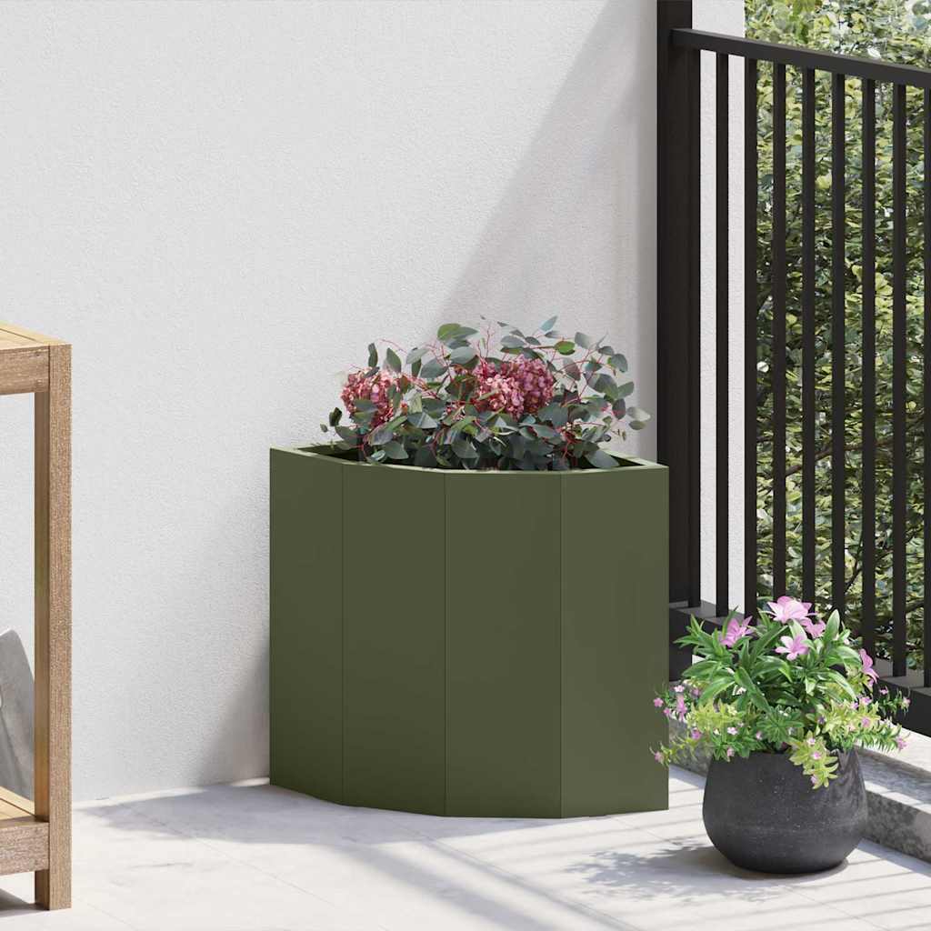 Vaso d'angolo Oliver verde 30 x 30 x 35 cm Acciaio
