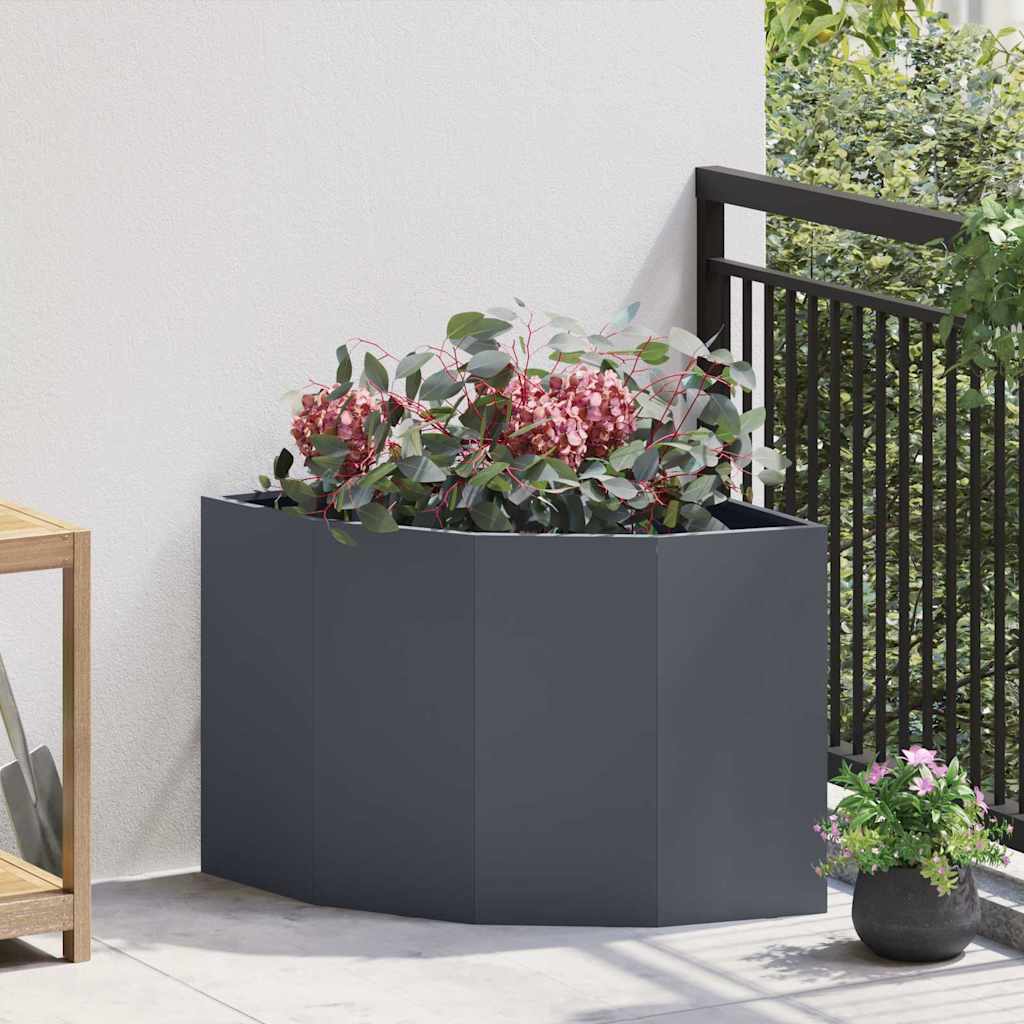 Vaso d'angolo Antracite 60 x 60 x 50 cm Acciaio