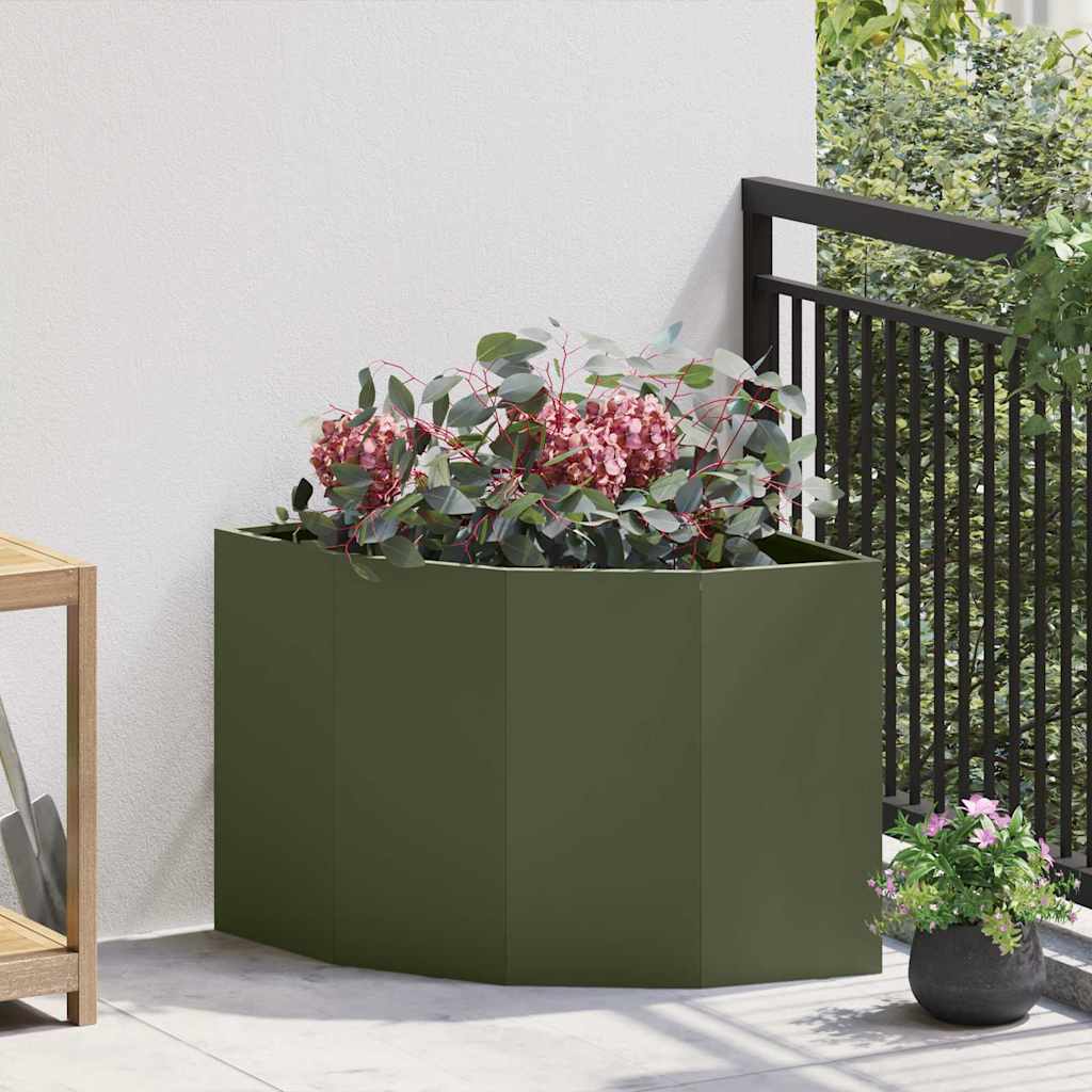 Vaso d'angolo Oliver verde 60 x 60 x 50 cm Acciaio