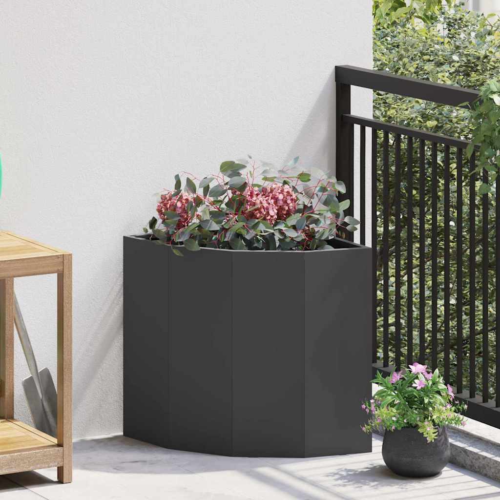 Vaso d'angolo Nero 45 x 45 x 50 cm Acciaio