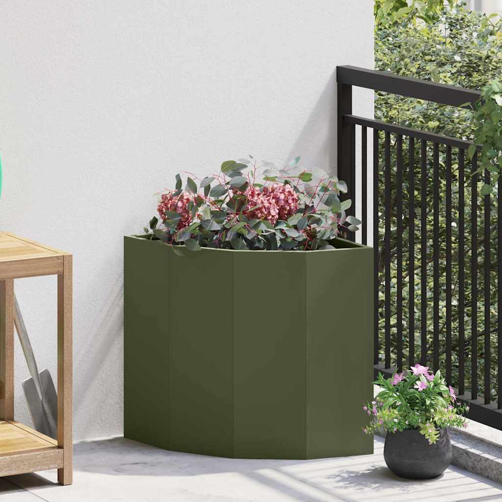 Vaso d'angolo Oliver verde 45 x 45 x 50 cm Acciaio