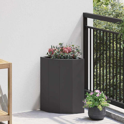 Vaso d'angolo Nero 30 x 30 x 50 cm Acciaio