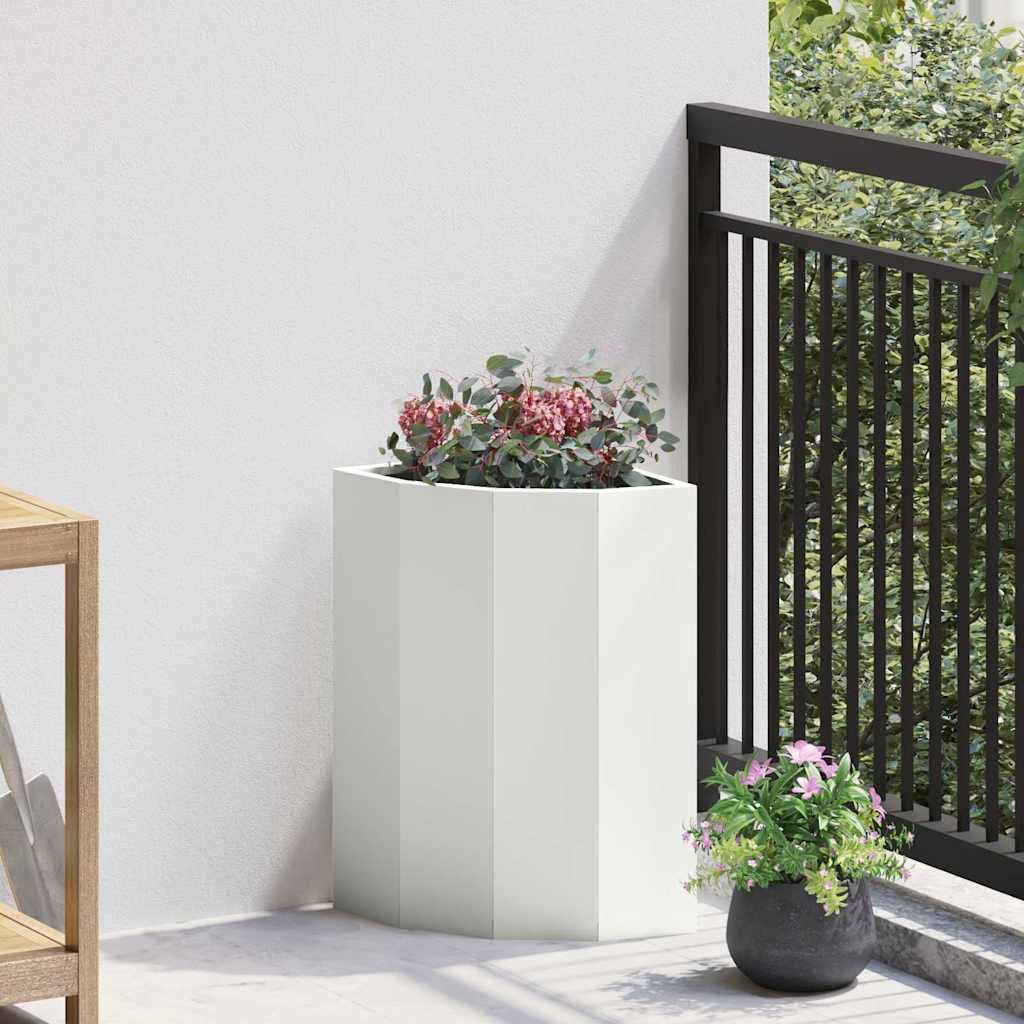 Vaso d'angolo Bianco 30 x 30 x 50 cm Acciaio