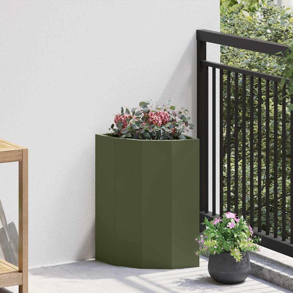 Vaso d'angolo Oliver verde 30 x 30 x 50 cm Acciaio