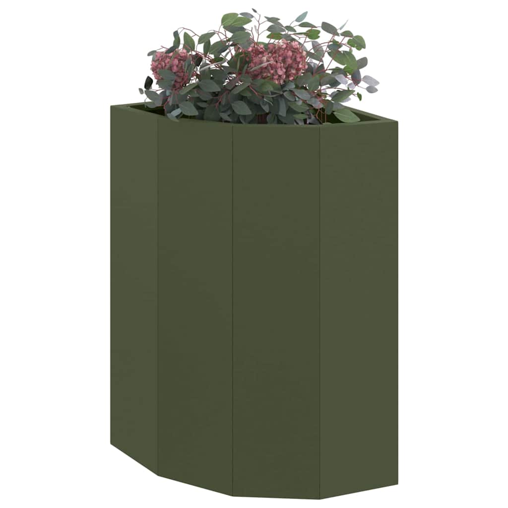 Vaso d'angolo Oliver verde 30 x 30 x 50 cm Acciaio