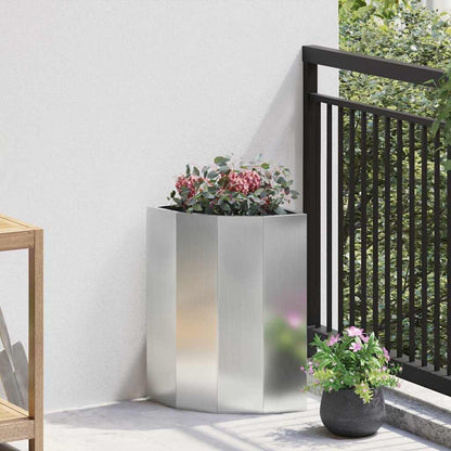 Vaso d'angolo Argento 30 x 30 x 50 cm Acciaio zincato