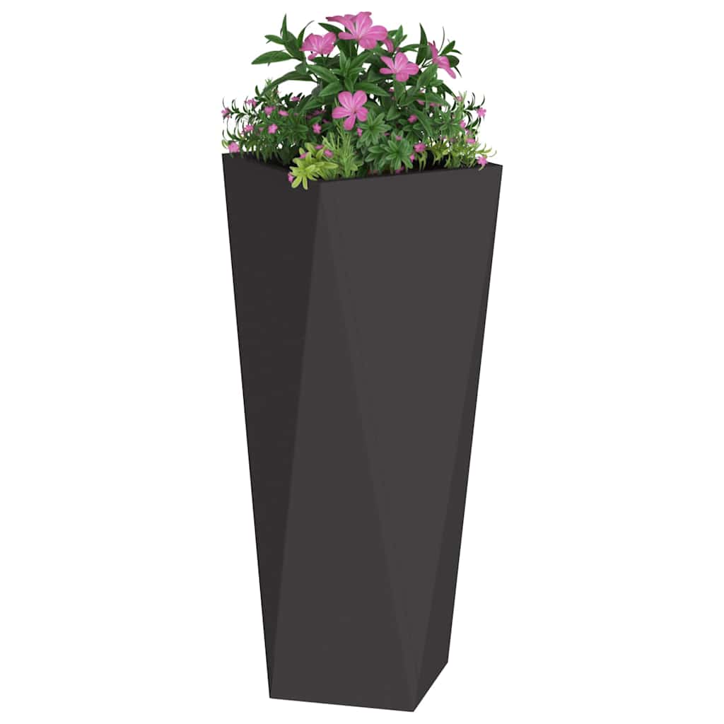 Fioriera 2 pcs Nero 30 x 30 x 75 cm Acciaio
