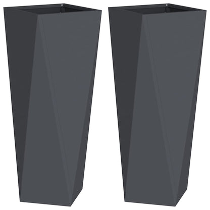 Fioriera 2 pcs Antracite 30 x 30 x 75 cm Acciaio