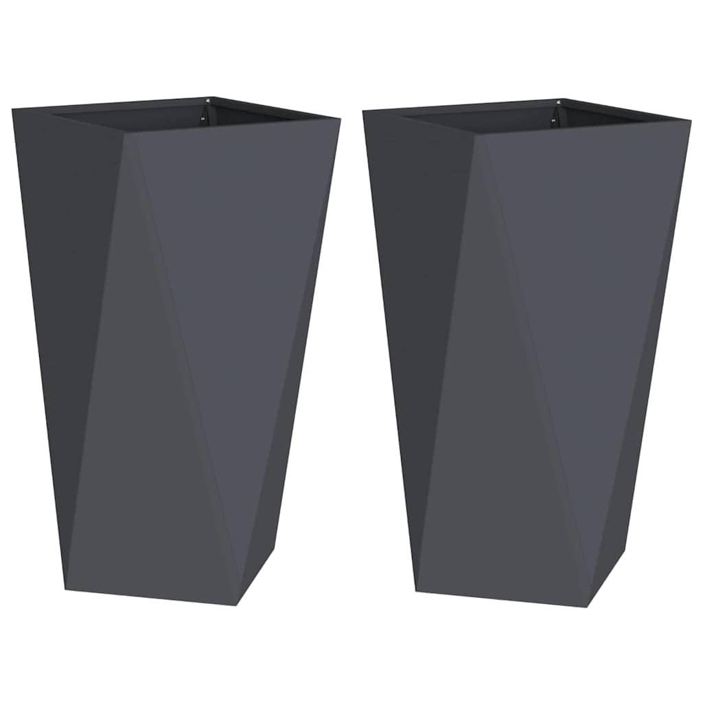 Fioriera 2 pcs Antracite 40 x 40 x 75 cm Acciaio