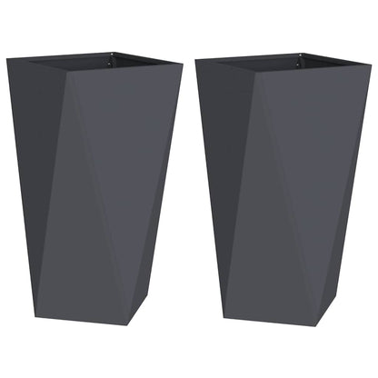 Fioriera 2 pcs Antracite 40 x 40 x 75 cm Acciaio