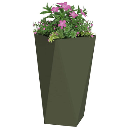 Fioriera 2 pcs Verde oliva 40 x 40 x 75 cm Acciaio