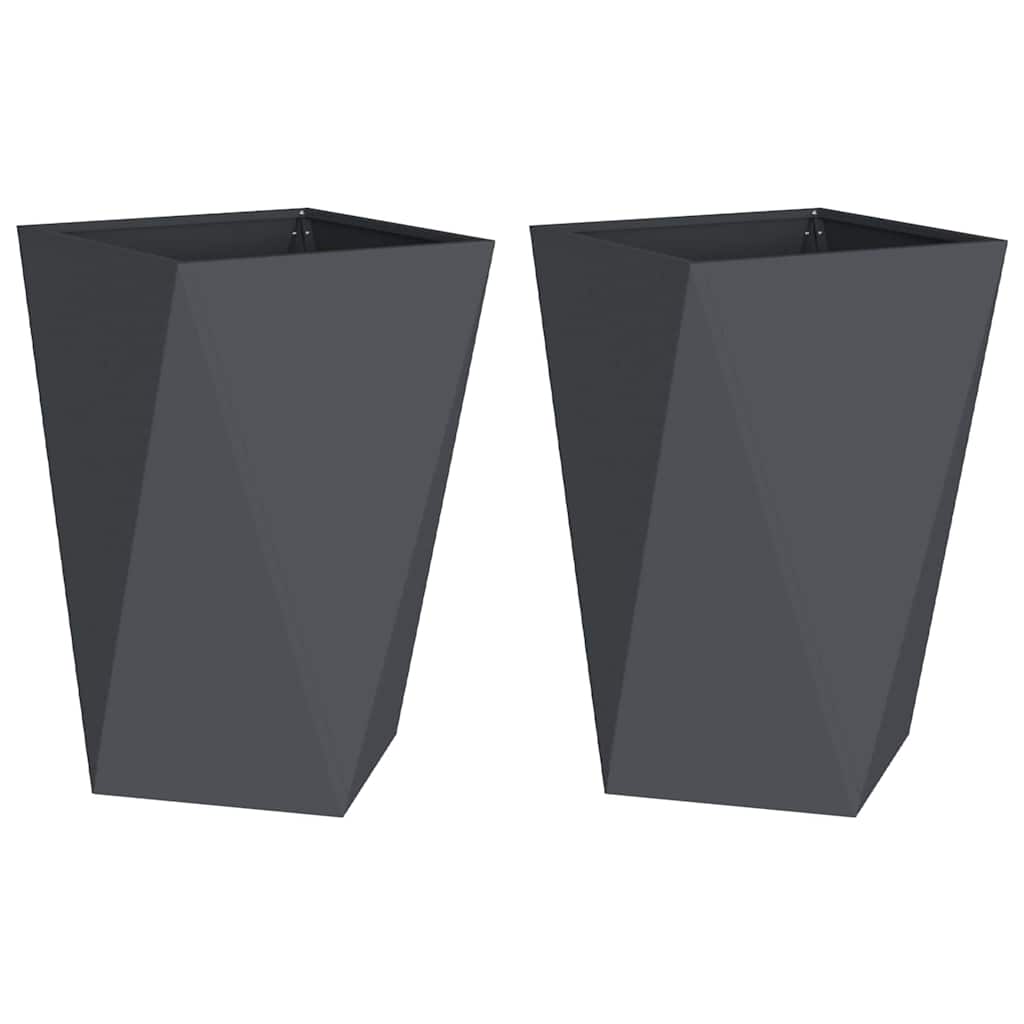 Fioriera 2 pcs Antracite 50 x 50 x 75 cm Acciaio
