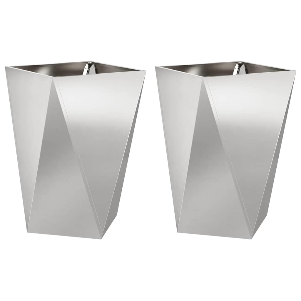 Fioriera 2 pcs Argento 50 x 50 x 75 cm Acciaio inossidabile