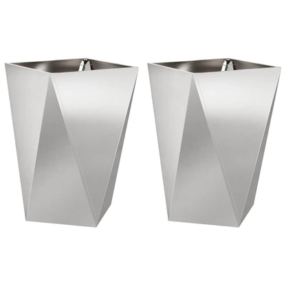 Fioriera 2 pcs Argento 50 x 50 x 75 cm Acciaio inossidabile
