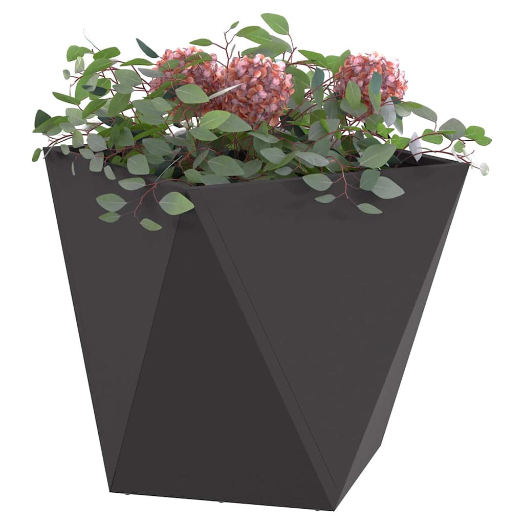 Fioriera 2 pcs Nero 40 x 40 x 40 cm Acciaio