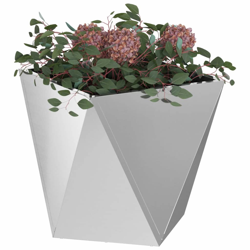 Fioriera 2 pcs Argento 40 x 40 x 40 cm Acciaio zincato