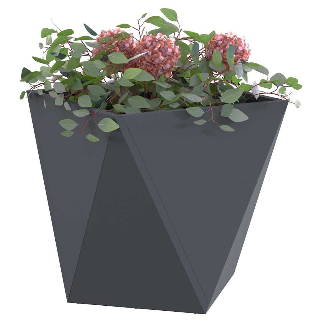 Fioriera 2 pcs Antracite 50 x 50 x 50 cm Acciaio