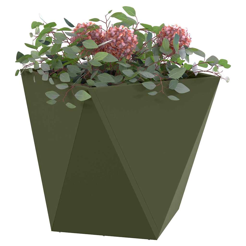 Fioriera 2 pcs Verde oliva 50 x 50 x 50 cm Acciaio