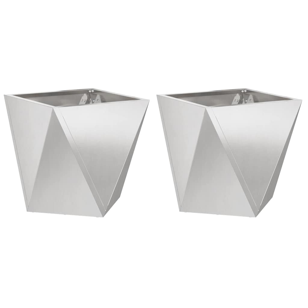 Fioriera 2 pcs Argento 50 x 50 x 50 cm Acciaio inossidabile