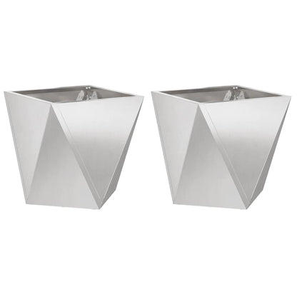 Fioriera 2 pcs Argento 50 x 50 x 50 cm Acciaio inossidabile
