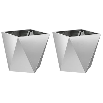 Fioriera 2 pcs Argento 50 x 50 x 50 cm Acciaio zincato